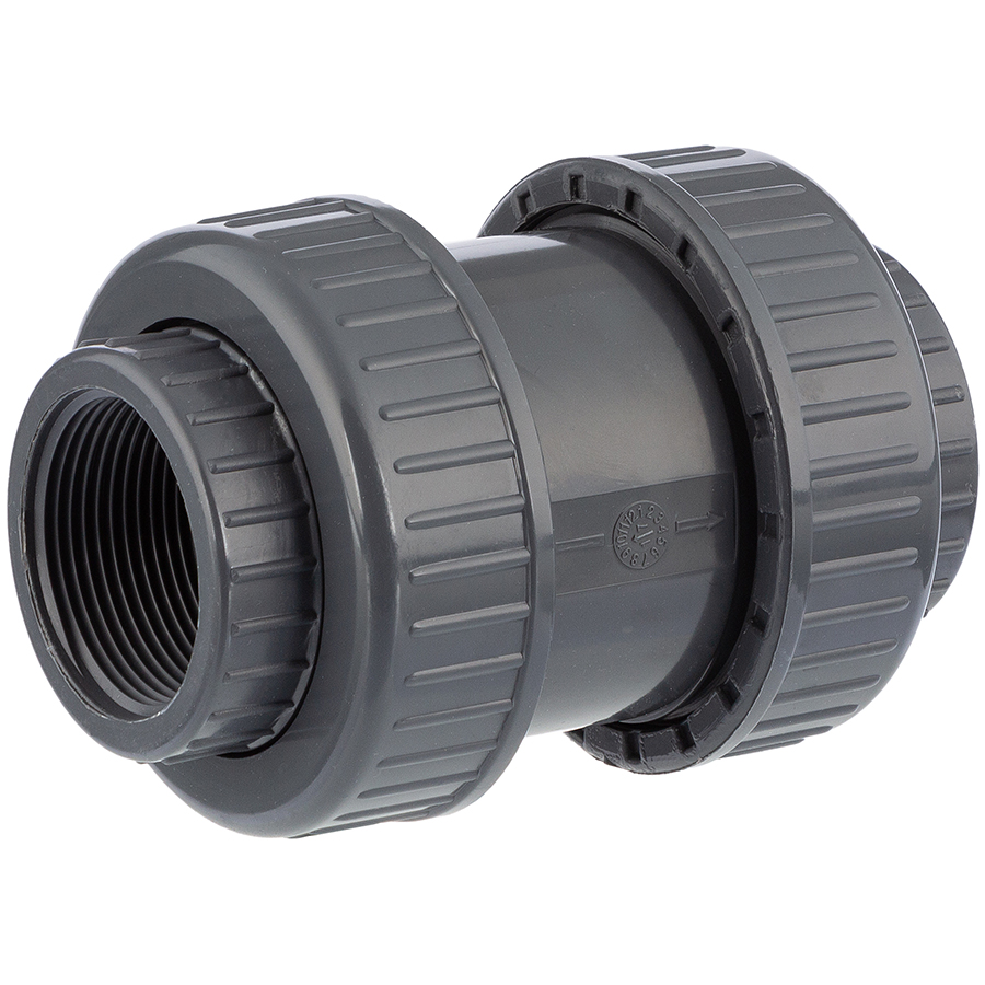 PVC-U non-return valve <b>ball 2 female threads