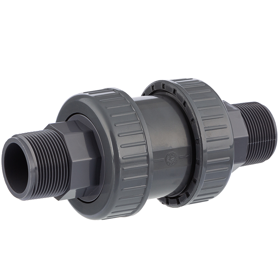 PVC-U non-return valve <b>ball 2 male threads