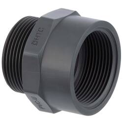 PVC-U Muffennippel, Aussengewinde x Innengewinde