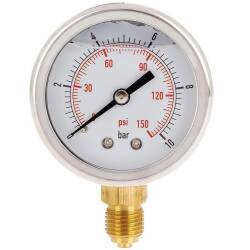Manometro 2 glicerina in acciaio inox 304, attacco...