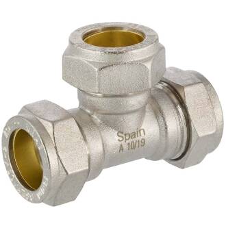 Brass T-piece 90° triple clamp