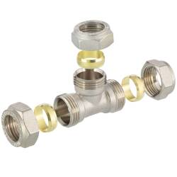 Brass T-piece 90&deg; triple clamp