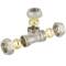Brass T-piece 90° triple clamp