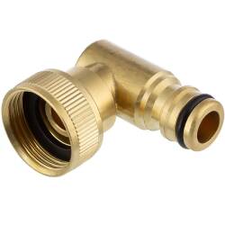 Messing Hahnanschluss 90&deg; Innengewinde mit QuickConnector Stecker