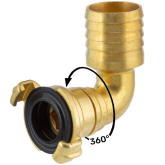 HTC© quick coupling claw coupling 90° angled hose nozzle 360° rotatable