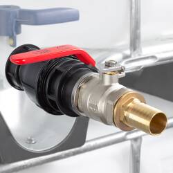 IBC container coupling S60*6 with brass ball valve and hose nozzle