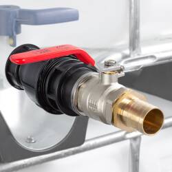 IBC container coupling S60*6 with brass ball valve and hose nozzle