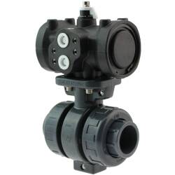 U-PVC 2 way solvent ball valve teflon/EPDM with pneumatic actuator