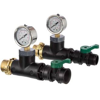 Measuring device for pressure and flow rate determination
