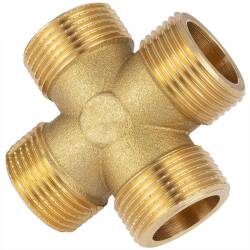 Brass cross 4-way male thread