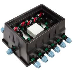 Valve shaft distributor, distribution station