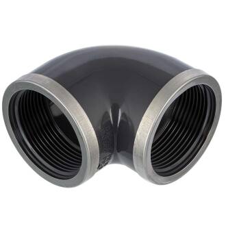 Angolo 90° in PVC-U, doppia filettatura interna rinforzata