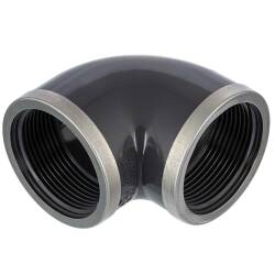 Angolo 90&deg; in PVC-U, doppia filettatura interna rinforzata